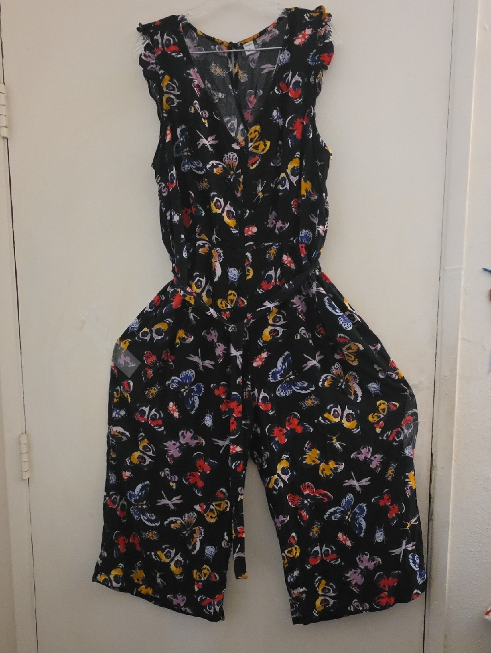 Old Navy butterfly print,  Wide-leg Ankle Jumpsuit With Pockets XL